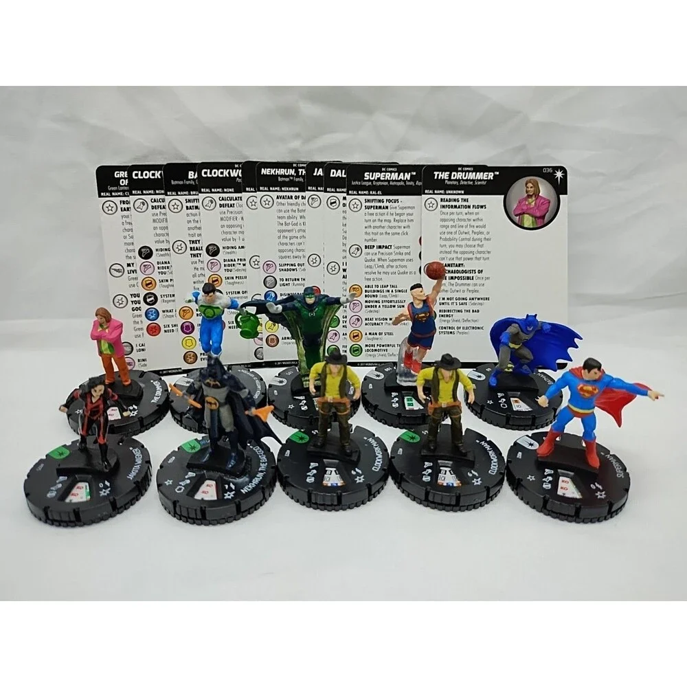 Lot Of (10) Heroclix 15th Anniversary 4-Rares 4-Uncommon 2-Commons With Cards